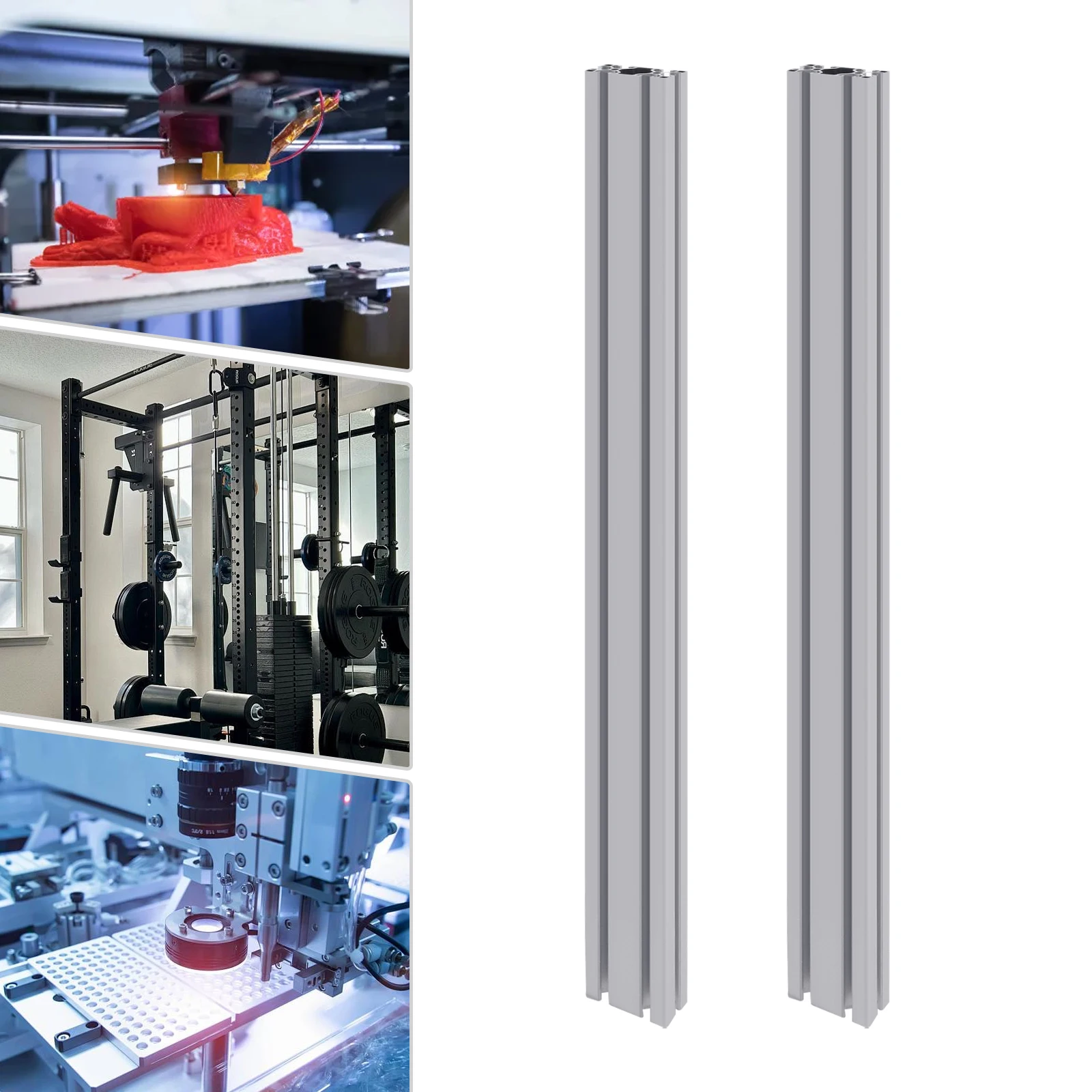 2-Pack 1M Silver 4080 T-Slot Aluminum Profiles, 6063 Aluminum Alloy Extrusion, 100x80x40mm Structural Framing, Industrial Rails