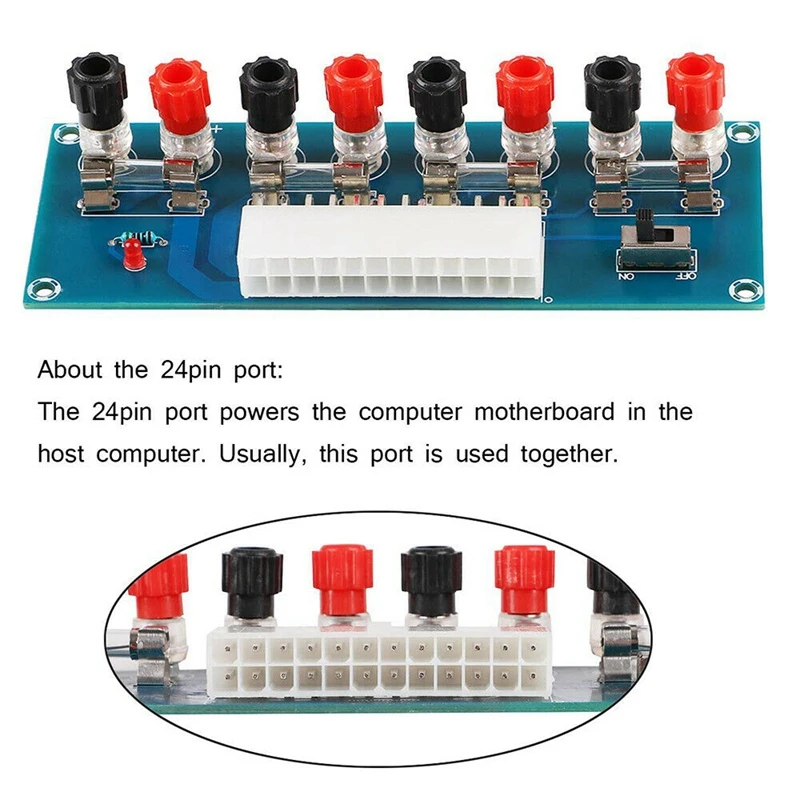 24 Pins Atx Benchtop Board Computer Pc Power Supply Breakout Adapter Module