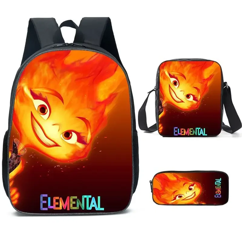 3PC-SET MINISO Disney Elemental Peripheral Cartoon Student Schoolbag Children's Large Capacity Backpack The Best Christmas Gift