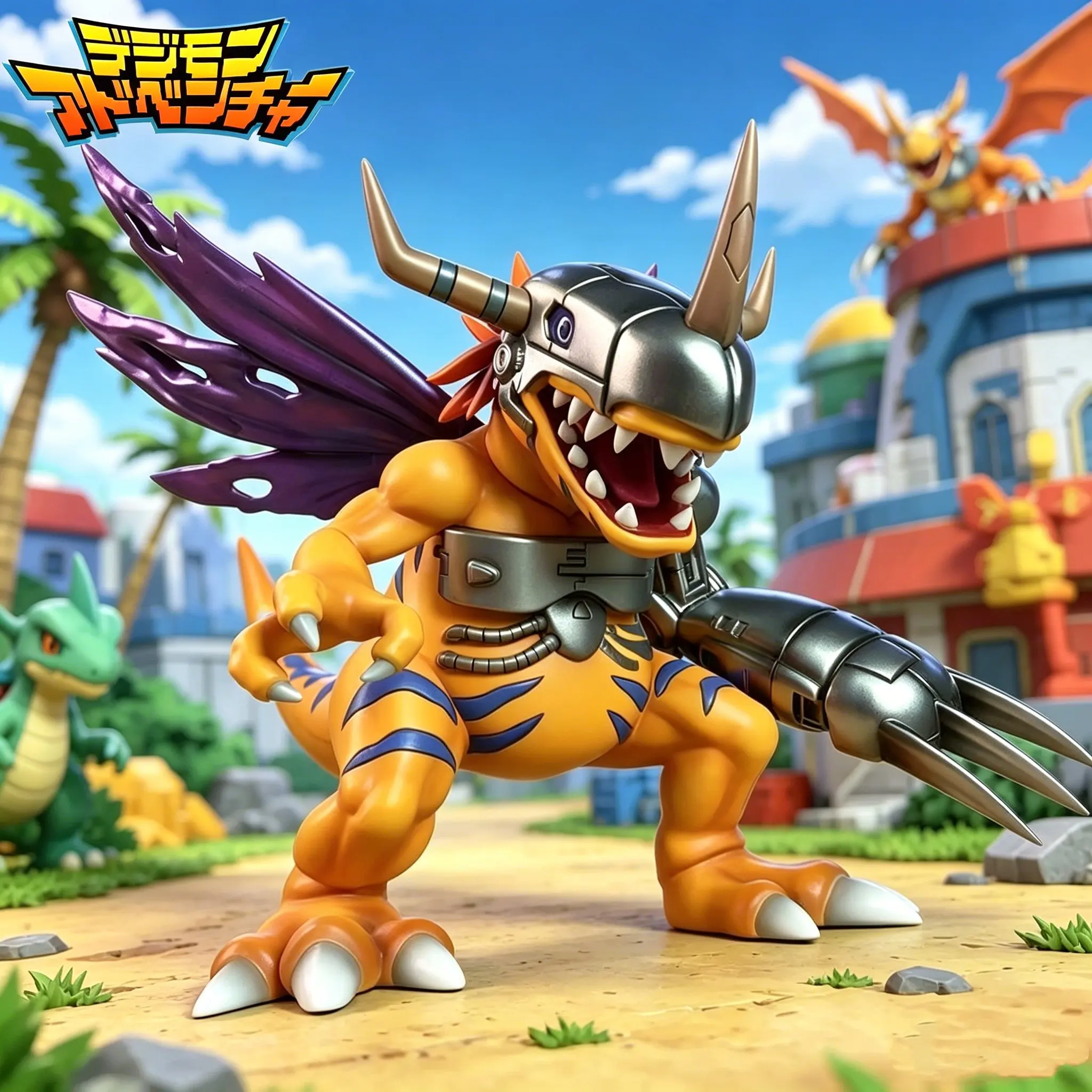 Фигурка Digimon Adventure 19 см: Металлический Греймон, коллекционная статуэтка из ПВХ, настольное украшение, модель, игрушка, подарок