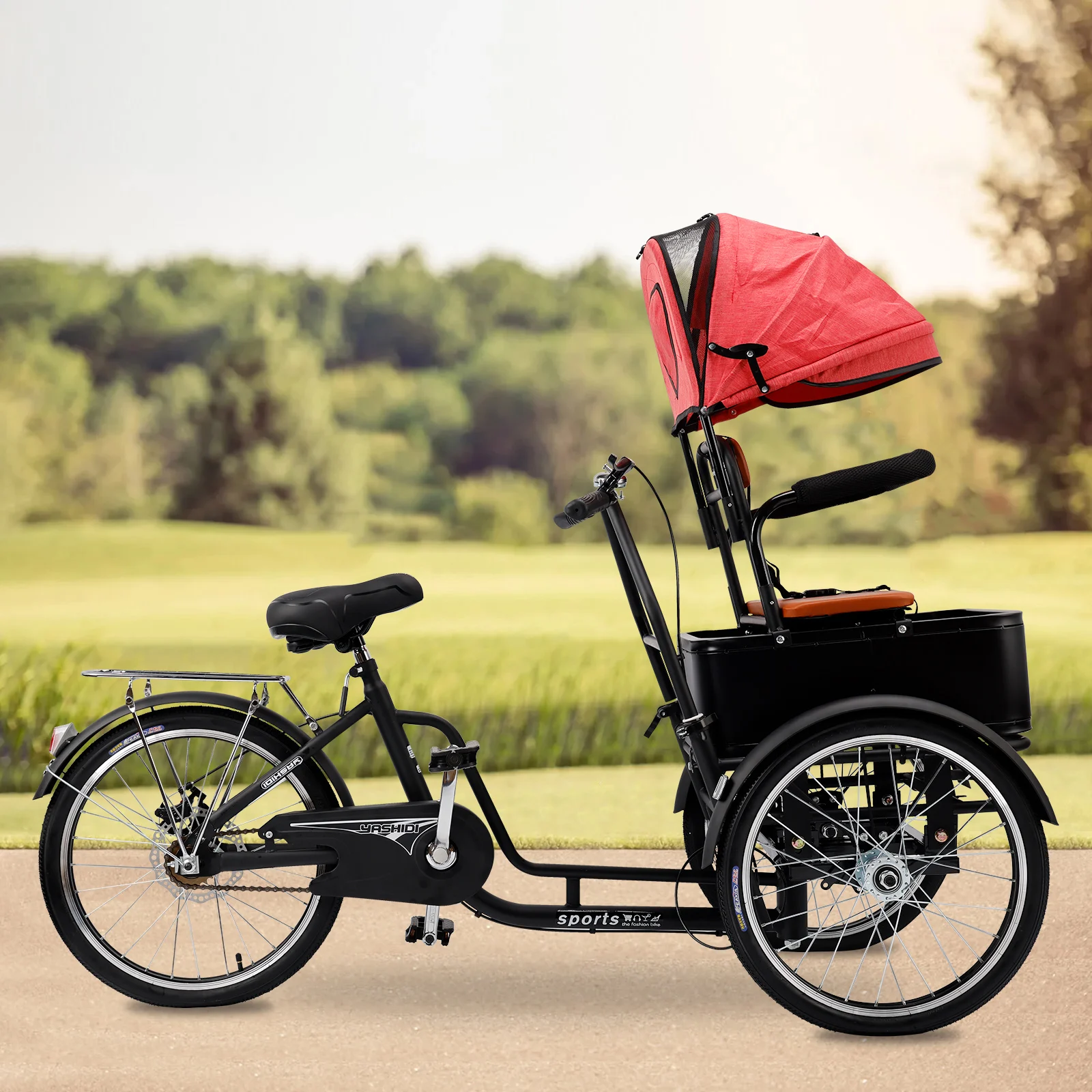 

Artudatech 20 inches Pet Dog Cart Tricycle Shopping Three Wheel Tricycle with Sunshade