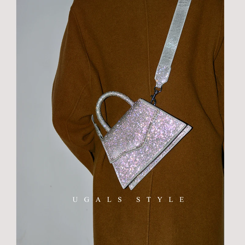 Sac à main de luxe pour femmes, pochette de soirée à paillettes et strass brillants, diamant, sac à main scintillant pour fête de mariage, sacoche à bandoulière