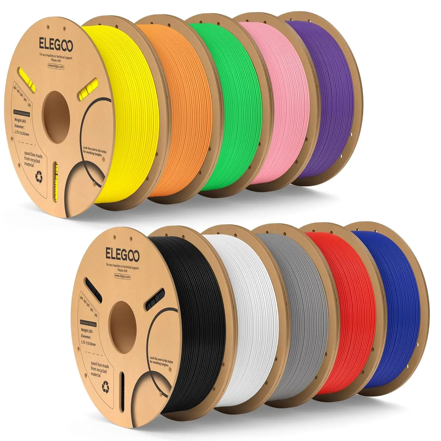 

PLA Plus 3D Printer Filament Bundle, 10KG 1.75mm High Toughness, Low Warpage, +/-0.02mm Accuracy in Multiple Colors