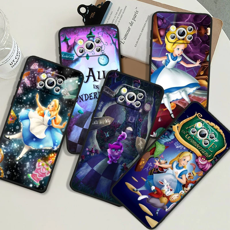 Alice In Wonderland Cool For POCO X6 M6 C55 C50 C40 C3 F5 F4 F3 M6 M5 M4 4G 5G GT Pro Silicone Black Phone Case