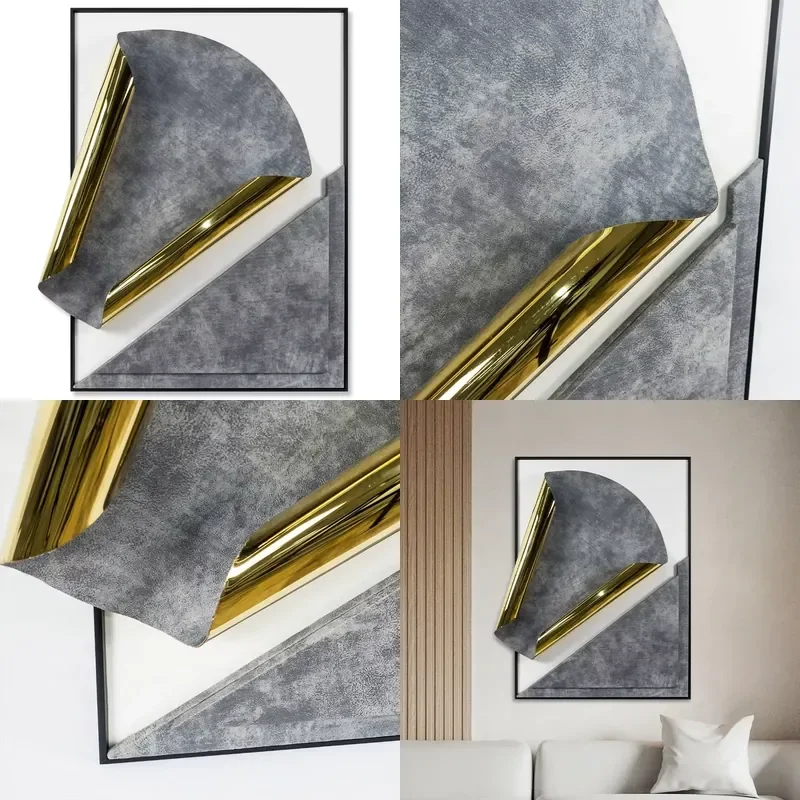Custom Contemporary Artwork Design Crepe Metal Wall Decor Craft 3D Wall Art Home Wholesale Hotel Project Leather