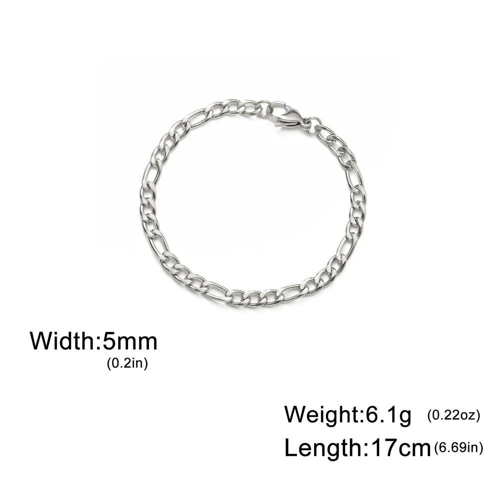 My Shape Mode kubanische Kette Männer Armband Edelstahl 3//9mm Breite Kette Armbänder Figaro Kette Junge Handgelenk Schmuck Paar