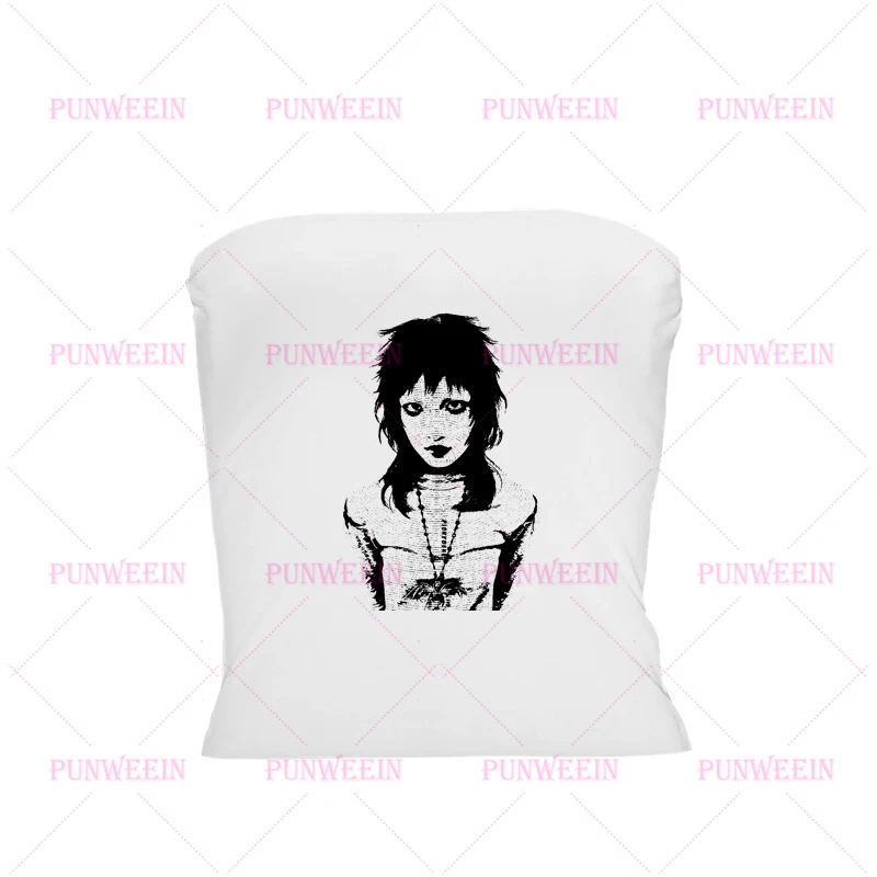 Aesthetic Subculture Vintage Grunge White Camisole Top Streetwear Punk Vintage Punk Crop Top Harajuku gothic chic emo girls vest