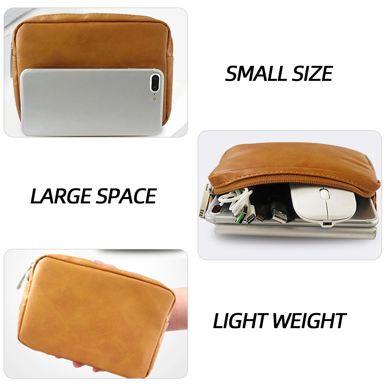 

PU Charging Cable ganizer Storage Case Travel Simple Hard Drive Pouch Durable Large Capacity Bag Phone Accessories Holder Data