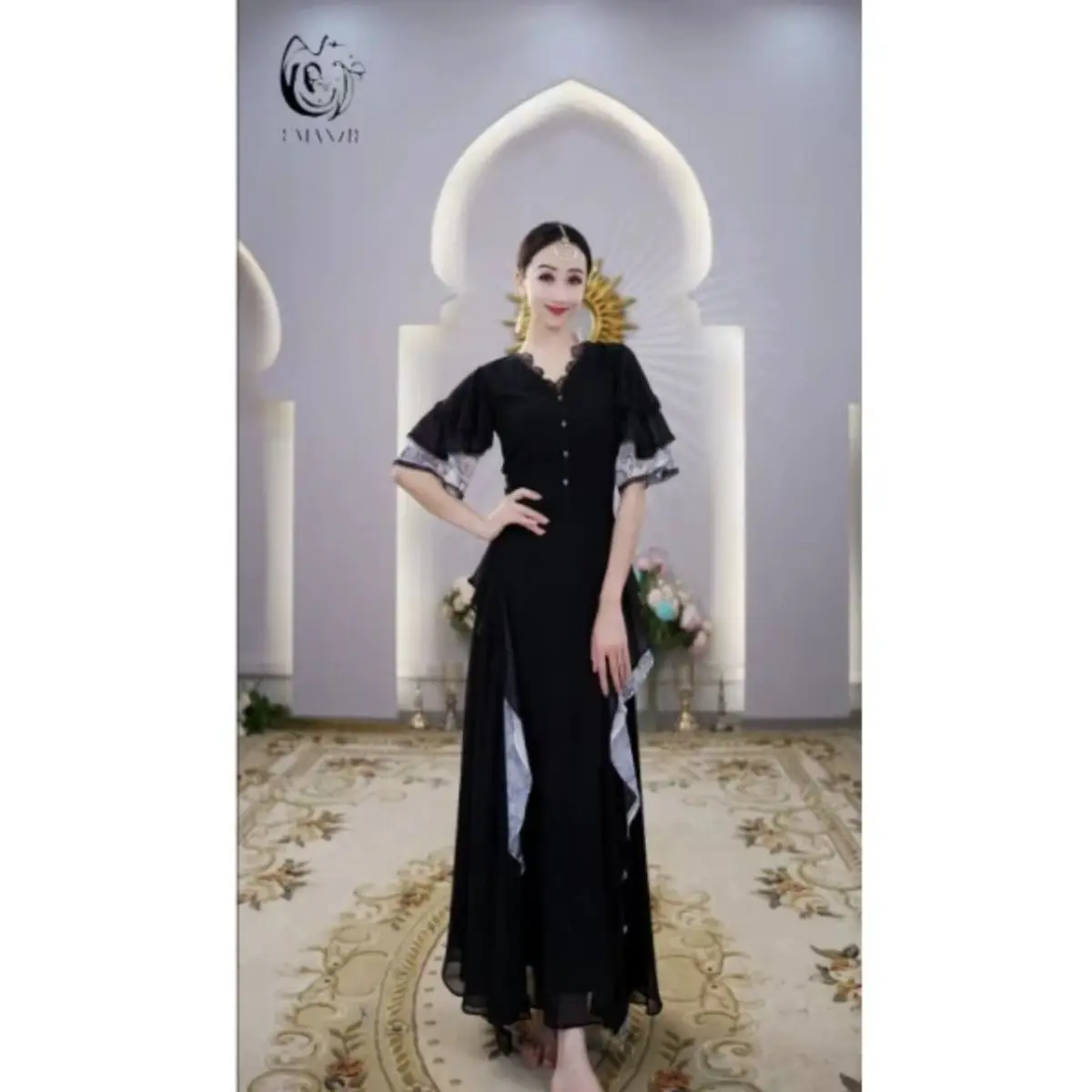 A2518 Chinese Dance Thin Slimming Dress Summer 2024 Elegant and Advanced Chinese Style Improved Qipao Long Dress