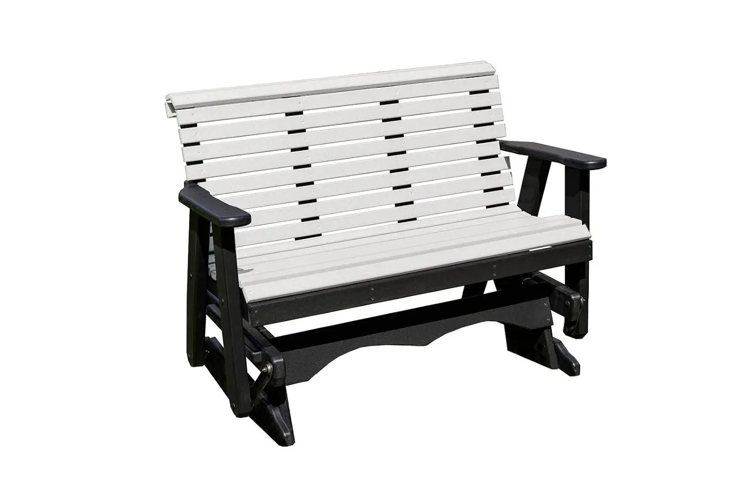 5 FT White Amish-Made Porch Glider – 1000 lb Heavy-Duty Poly Lumber wood Roll Back Glider – USA Crafted HDPE, Customized