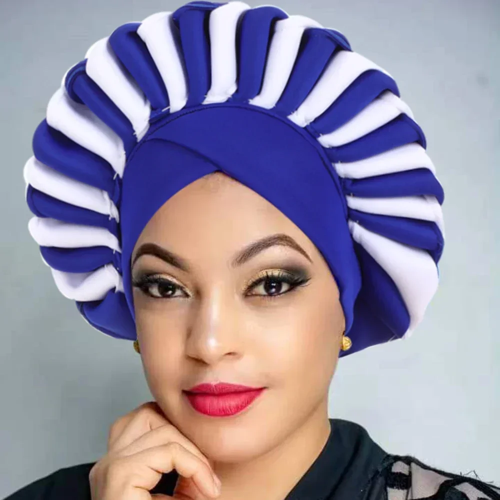 Female Head Wraps Bonnet Crown Style 2024 New Already Made African Auto Gele Headtie Nigeria Wedding Geles Women Turban Cap