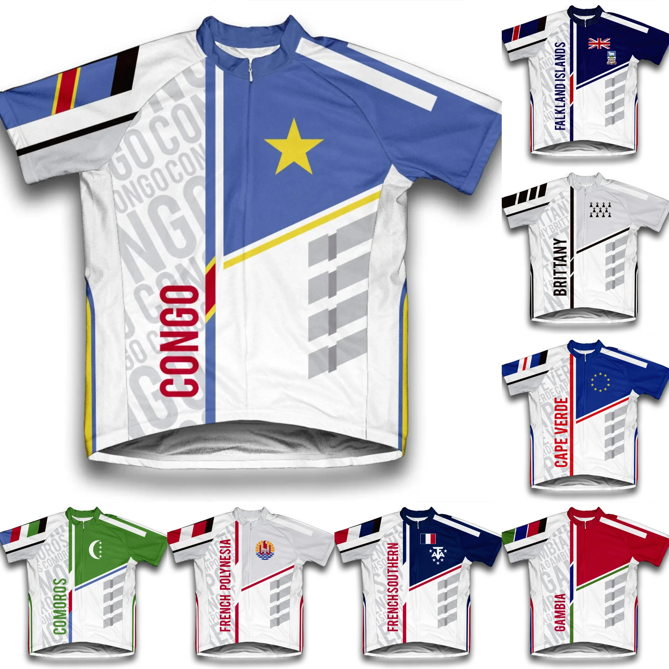 National flag V3Cycling Jersey for Men Breathable Short Sleeve Bib Shorts Durable 20D Gel Pad, Mountain Bicycle Clothing, New