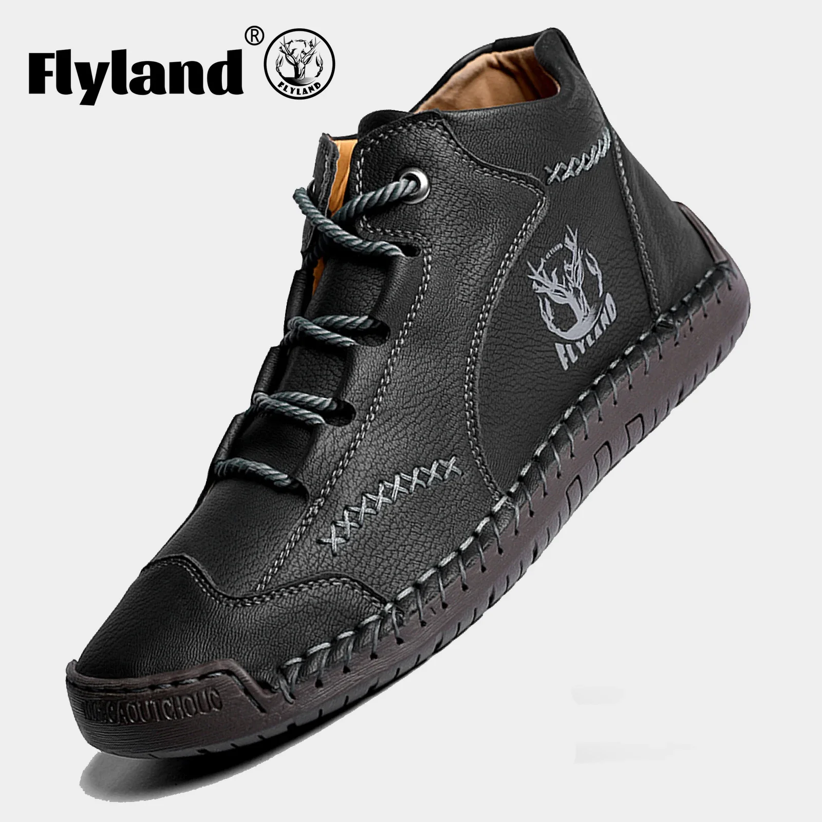 FLYLAND, botas Chukka a la moda para hombre, zapatos informales hechos a mano de cuero genuino para hombre, botines antideslizantes para hombre