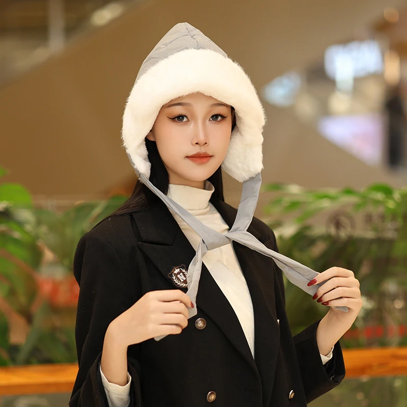 Fashion Keep Warm Windproof Plush Hat Casual Shoulder Bag Multiple Ways To Wear
