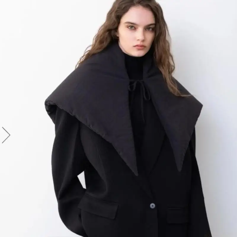 

31BF Cotton Padded Shawl Wrap Nylon Shoulder Wrap MultiPurpose Scarf Winter Accessory