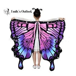 Butterfly Wings Costume Girl Fairy Dress Up Halloween Party Kids Cape Shawl Rainbow Monarch Nymph Pixie Scarf Stage Show New