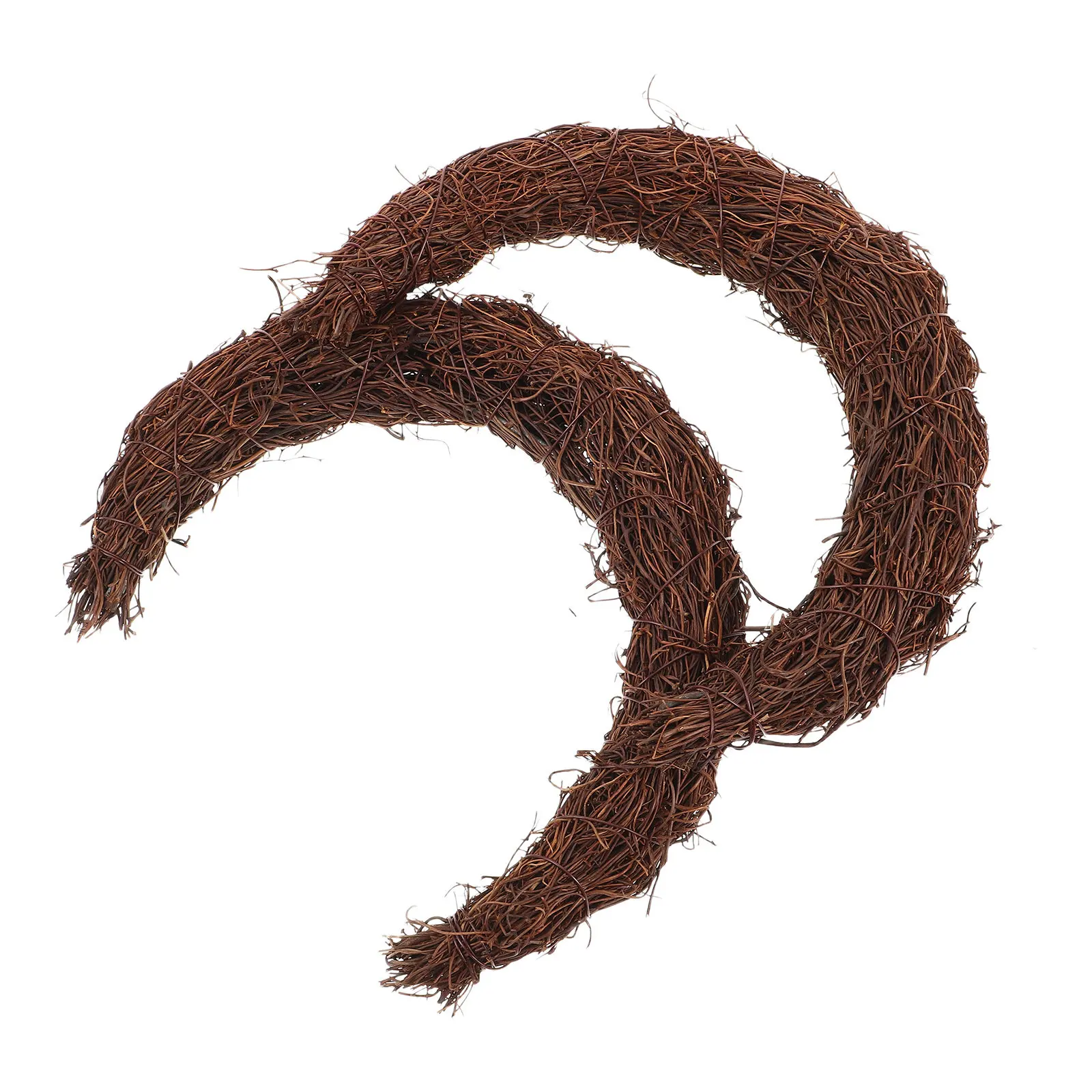 2Pcs Moon Wreath Rattan Grapevine Twig Frame Rustic DIY Floral Garland Front Door Wall Hanging Decoration Vine Wreath - view 4