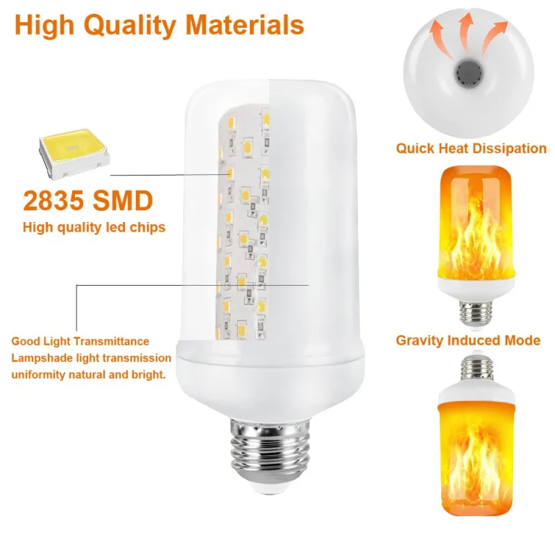 E27 LED Flame Lamps B22 LED Dynamic Flame Effect Light Bulbs AC85-265V Creative Flickering Flame Lights For Home Lighting Decor