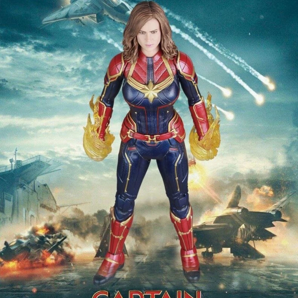 Marvel Action Figure Super-Heroes Series Captain Marvel SHF Statue 15cm Pvc Model Dolls Desktop Ornaments Gift Toys for Children