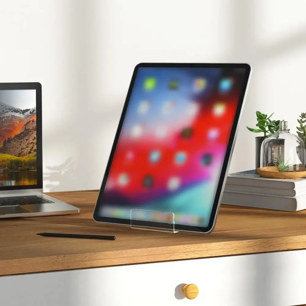 حامل كتب أكريليك متين، رف عرض أقراص مضغوطة محمول شفاف، رف كتب متعدد الوظائف للاستخدام المكتبي #3