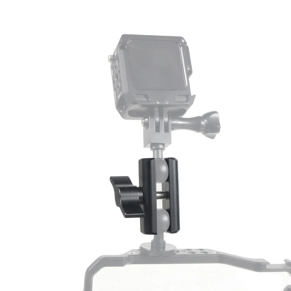 Aluminium-Doppelsockel-Arm-Verlängerungshalterung für 17 mm Kugelkopf-Clip-Halter, Lichtklemme für RAM für Gopro 13 12 Insta360 X4 Kamera – Detail 2