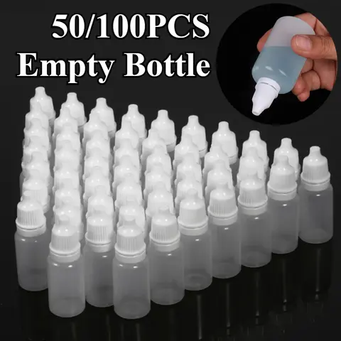 50/100 adet plastik damlalık şişesi 5ml/10ml taşınabilir sıkılabilir yarı şeffaf boş doldurulabilir şişeler seyahat sıvı kapları