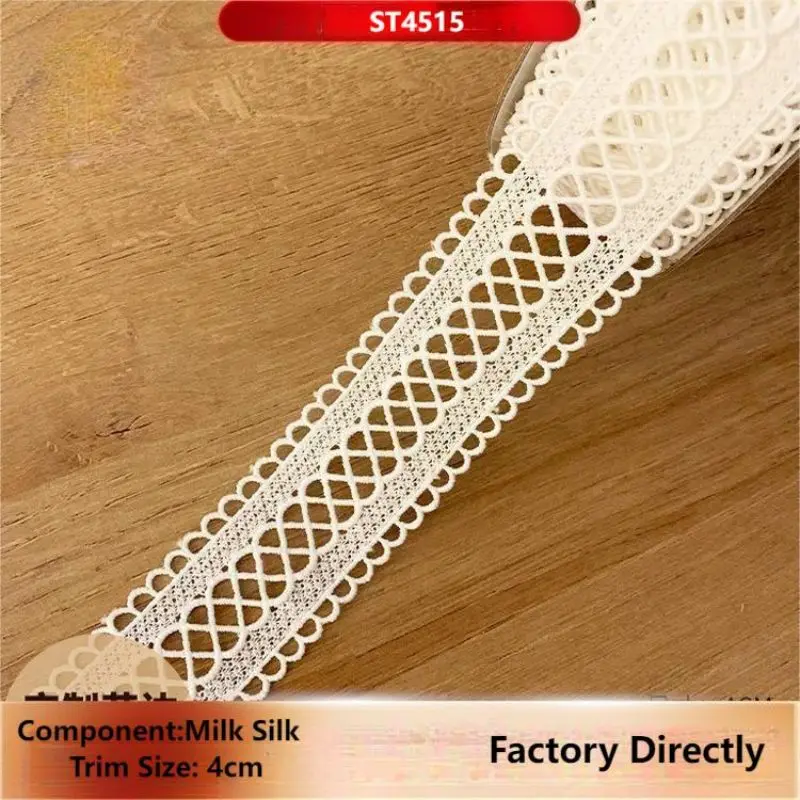 

3 Yards Bilateral women's waist section milk silk geometric staircase water-soluble embroidery lace trims 4.5cm