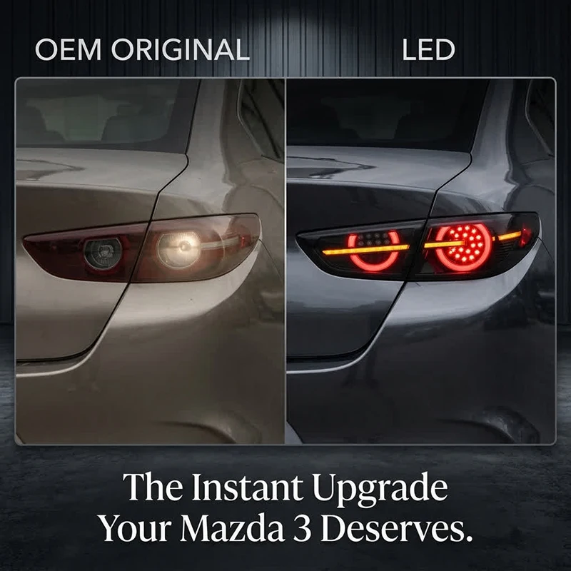 HCMOTIONZ LED Taillights For Mazda 3 Sedan 2019-2022 Sequential Turn Signal Start-up Animation Car Back Lamps Assembly