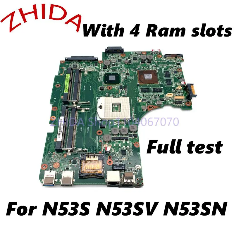 

For ASUS N53S N53SV N53SN REV 2.1 Laptop Motherboard HM65 DDR3 GT540M GPU with 4 Ram slots MAIN BOARD full Tested