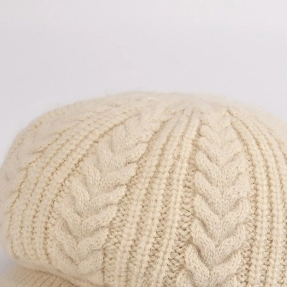 قبعة شتوية نسائية سميكة غير رسمية من الصوف الدافئ على شكل لسان البط مقاومة للرياح لحماية الأذن قبعة حياكة في الهواء الطلق #3