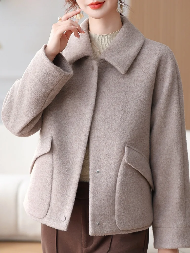 

Модное шерстяное пальто в корейском стиле для женщин среднего возраста, осенне-зимняя верхняя одежда свободного кроя на одной пуговице
