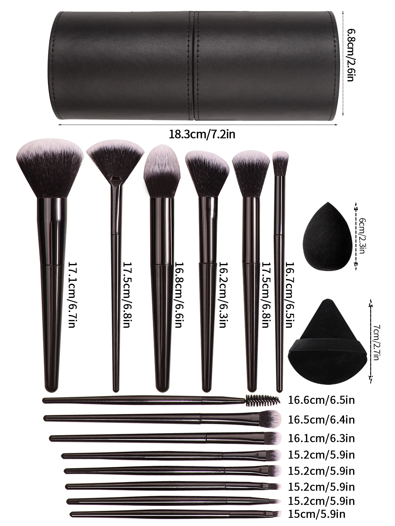 Black Makeup Brush Set Professional Super soft detail brush Blush Brush Foundation Concealer Eyeshadow Brush Women Beauty Tool