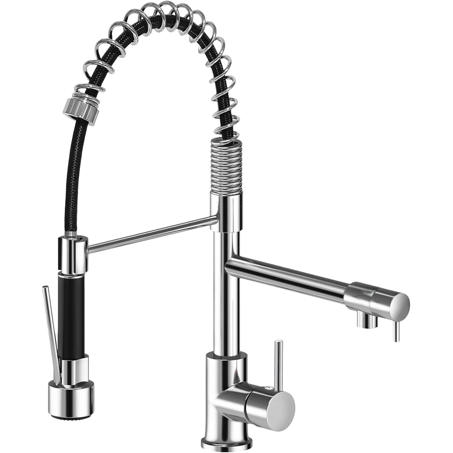 Kitchen Faucet with Pull-Down Spray Head, Stainless Steel Single Handle Cold Hot Dual Control Spring Tap, Ideal for Kitchen RV C