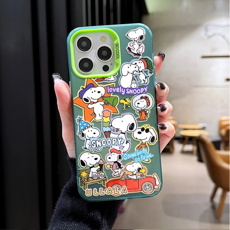 Anime Snoopy Cartoon Sticker Style Phone Case for Xiaomi Redmi Note 15 14 13 12 10 9 Pro Plus 4G 5G 12S 11S 10S  9S Matte Cover view 3