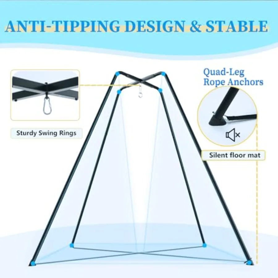Altalena in metallo resistente per 600 libbre Antiruggine Resistenza tutte le stagioni Altalena sensoriale con telaio nero con piattino non incluso