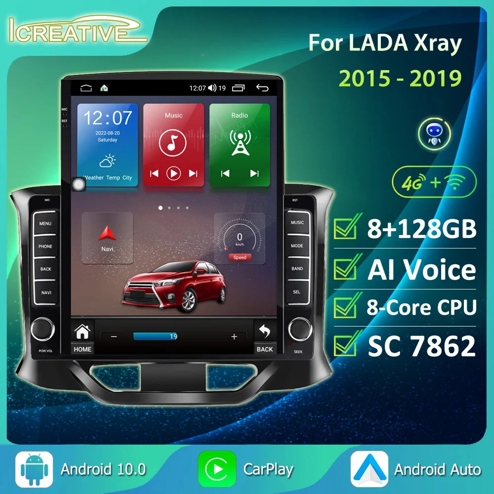 

9.7" Octa-Core Tesla Style Vertical Screen Android 10 Car GPS Stereo Multimedia For LADA Xray X ray 2015 - 2019 HU CarPlay Auto