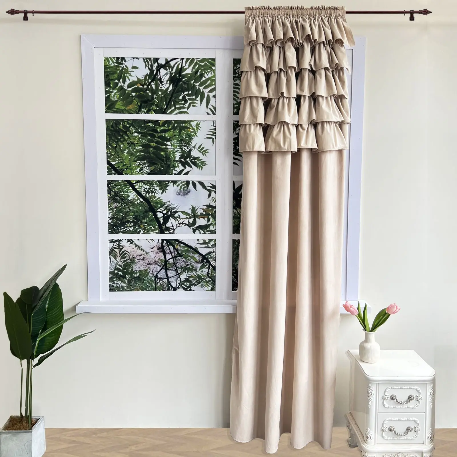 

Flying 1PC Blackout Curtain for Living Room, Ruffle Thermal Insulated Solid Grommet Window Treatment for Bedroom Office