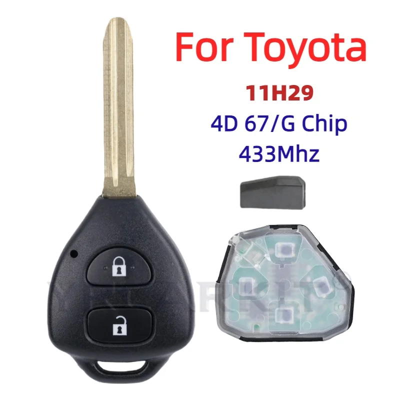 For Toyota RAV4 Corolla Europe 2006 2007 2008 2009 2010 2 Buttons Smart Remote Car Key Fob 433Mhz ID67 Chip 11H29