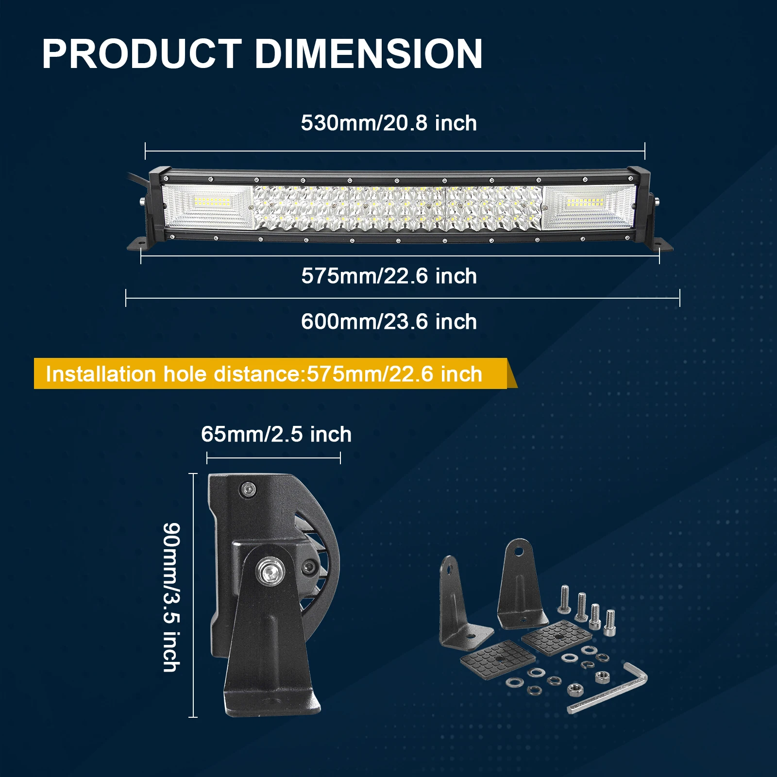 7D 22–52 Zoll gebogene 270 W-675 W Off-Road-LED-Lichtleiste mit starken Magnethalterungen, Draht-Set, 12 V, 24 V, LED-Leiste für SUV, LKW, 4 x 4 Boot – Detail 7