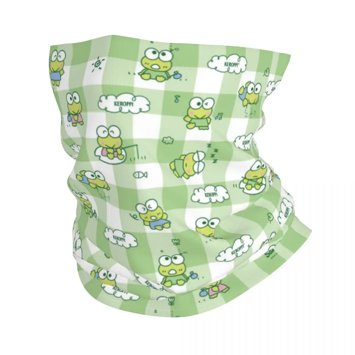 Custom Keroppi Winter Headband Neck Warmer Women Men Ski Hunting Tube Scarf Animation Comic Face Bandana Gaiter