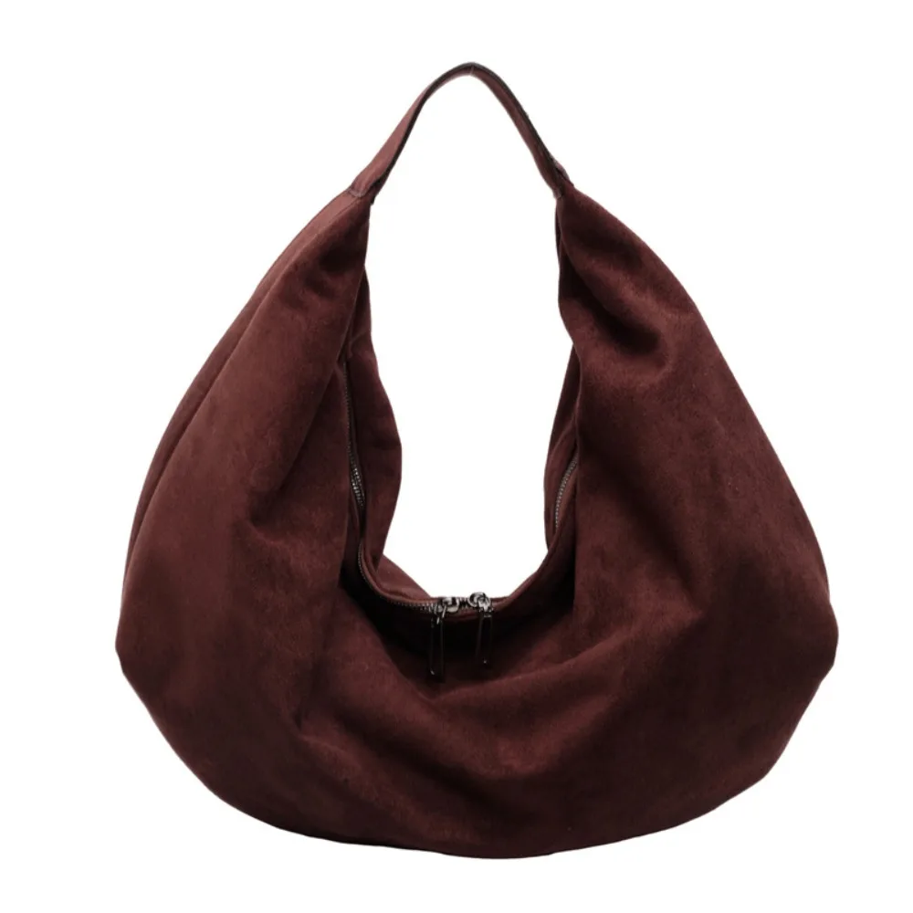 

Casual Handbag Suede Shoulder Bag Large Capacity Fashion Hobo Bag Solid Color Korean Style Tote Bag Holiday