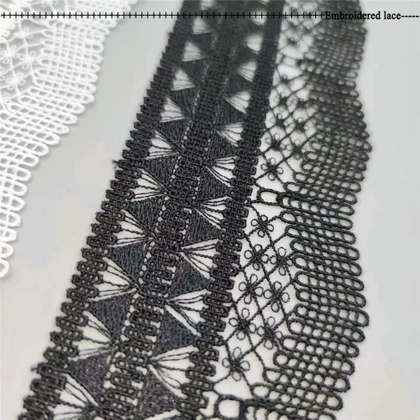 6.5CM Wide White Black Embroidered Lace Material Guipure Appliques Collar Neckline Trim Curtains Dresses Lace Sewing Accessories