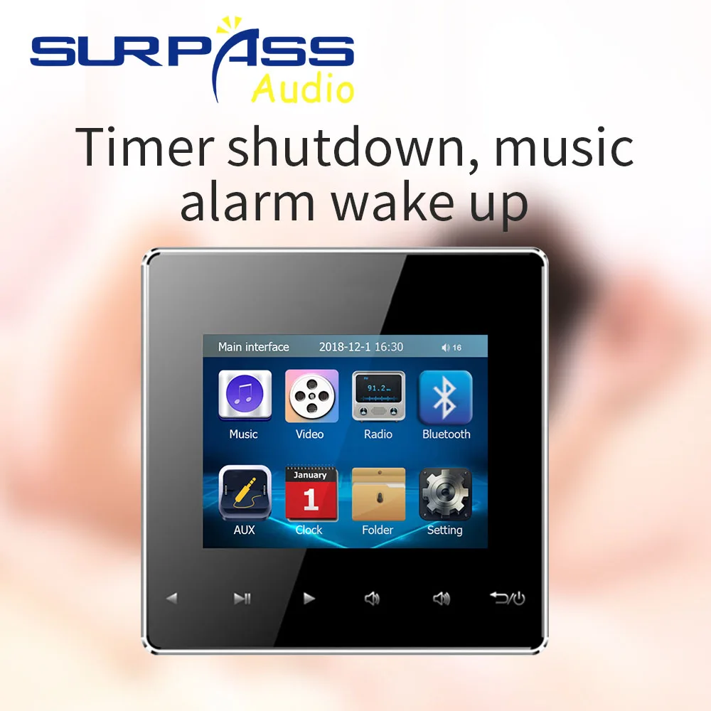 Home Audio Theater Background Music System On-wall Amplifier Ceiling Speaker Horn Mini Screen Bluetooth-compatible AUX FM USB