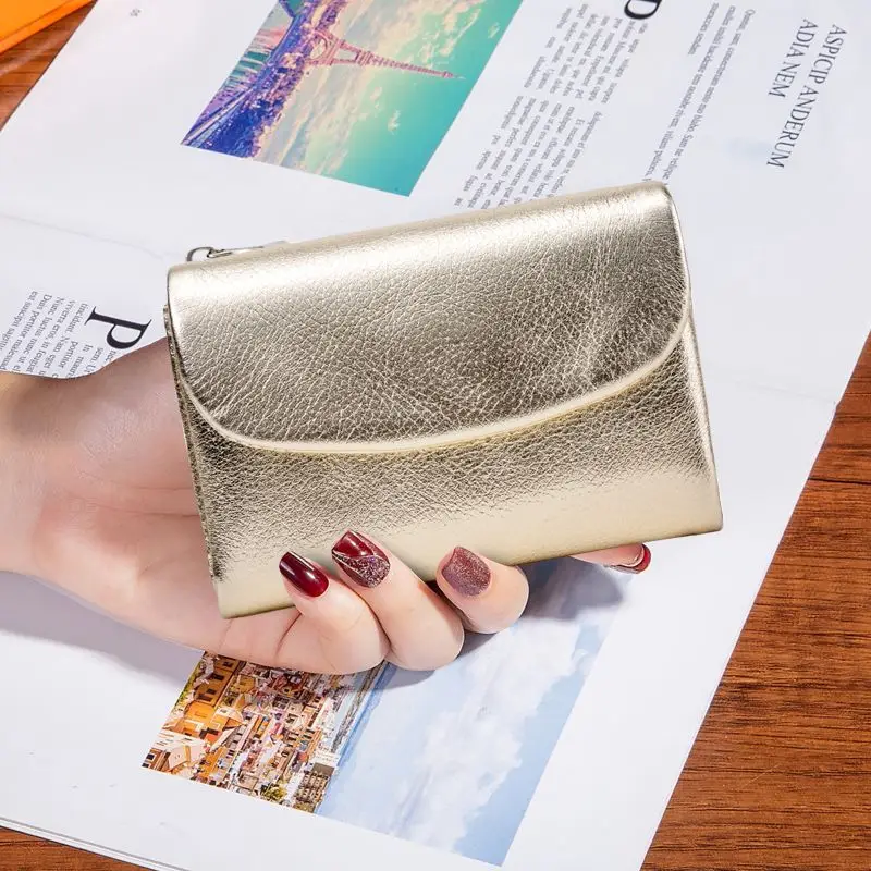 2026 New Fashion Cow Genuine Leather Women Short Wallets Real Leather Female Luxury Design Clutch Girl Gift Cash Purse Wallet