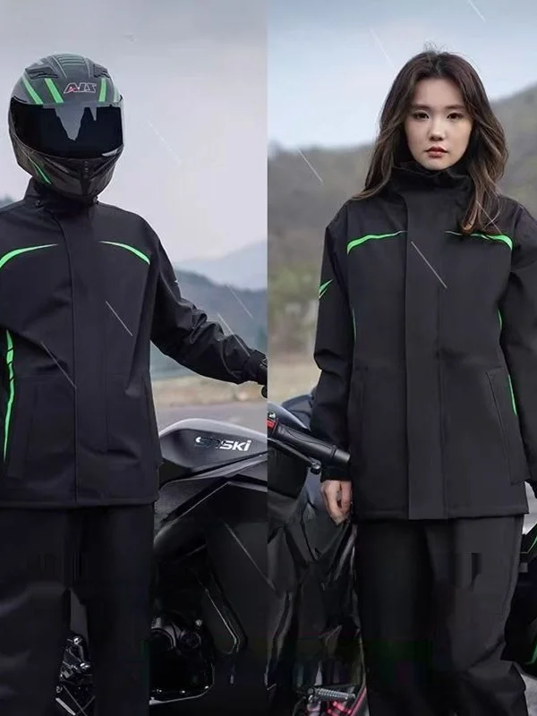 

Thiened Waterproof Ox Cloth Rain Suit Two-Piece Set Full Body very Rider Raincoat And Rain Pants for Heavy Rain