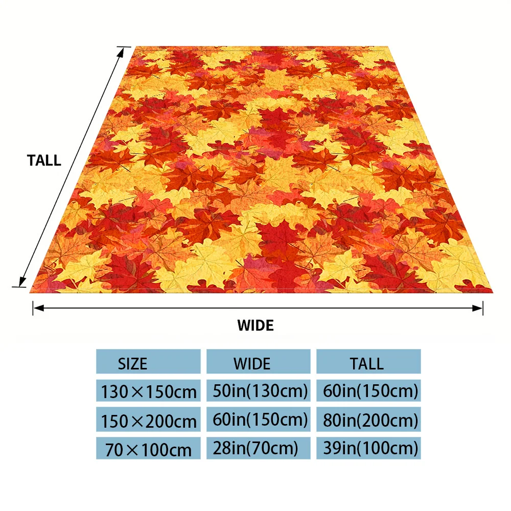 Autumn Maple Leaves Sofa Specific Soft Flannel Blanket, Universal Plush Gift Blanket For All Seasons