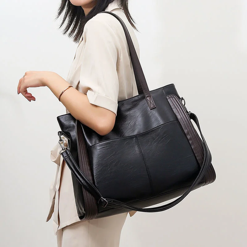 New Big Black Shoulder Bags for Women Large Hobo Shopper Bag High Quality Soft Leather Crossbody Handbag Lady Travel Tote Bag