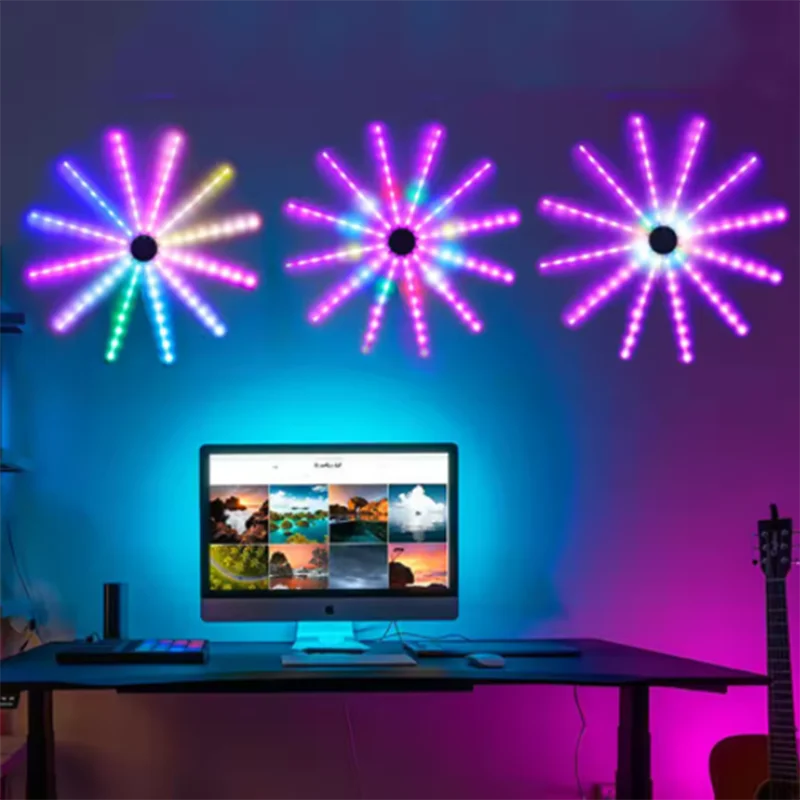 2025 LED 불꽃 조명 LED 가랜드 RGB 네온 스트링 라이트 블루투스 앱 제어 음악 동기화 침실 웨딩 장식 요정 조명