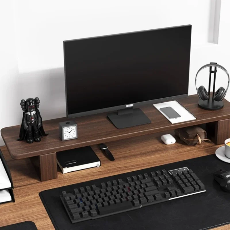 Massivholz Monitorständer, Werkzeugfreies Desktop-Regal, Ergonomischer Computerständer, Multifunktionales Schreibtisch-Organizer Aufbewahrungsregal