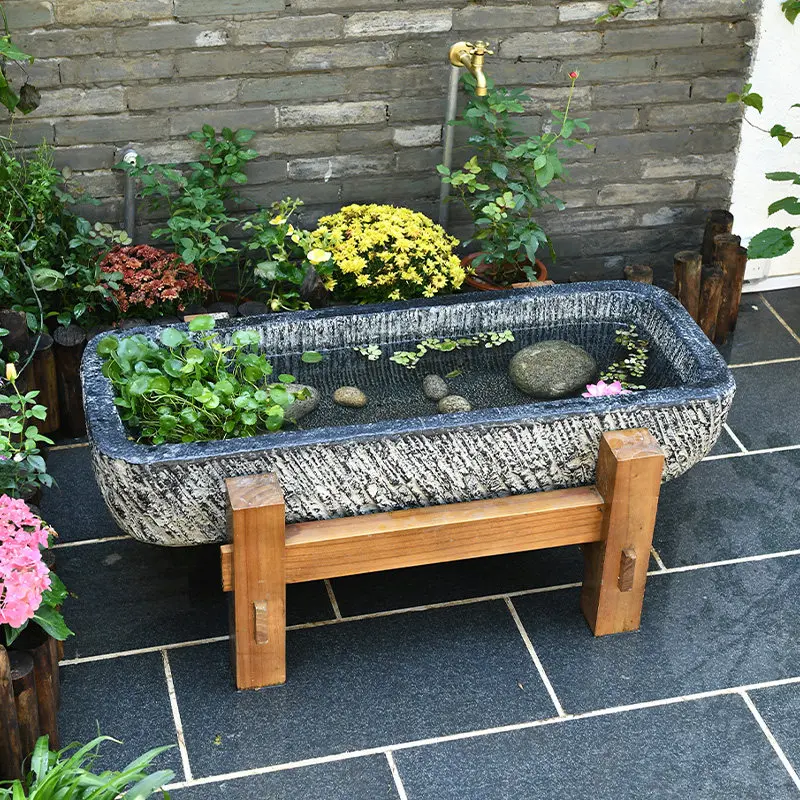 Courtyard Garden Arrangement Balcony Outdoor Ancient Fish Tank Landscaping Ornament Resin Imitation Stone Finished Fish Pond Sin